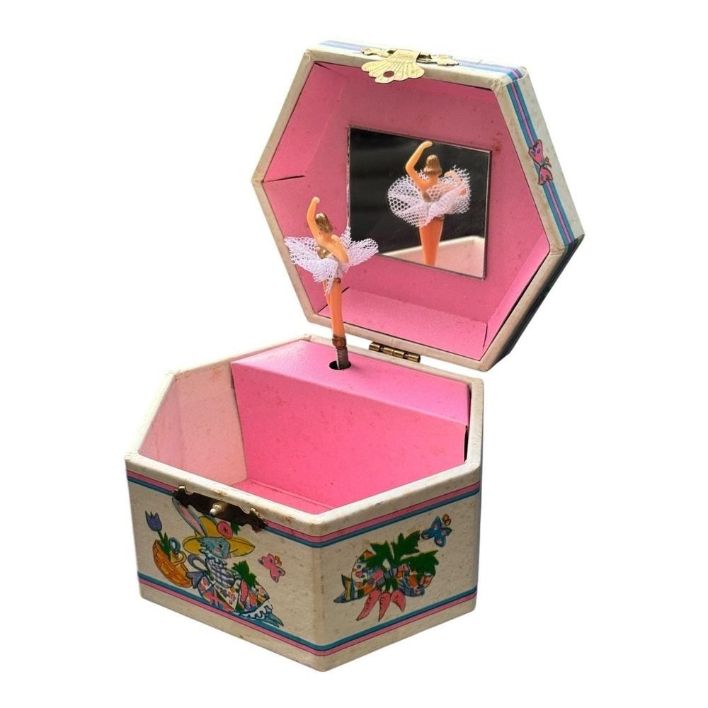 Vtg 70s Childrens Ballerina Jewelry Box Music Chim Chim Cheree WORKS *READ*